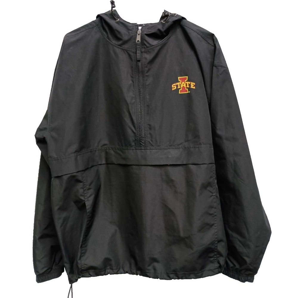 Champion Iowa State University Windbreaker Jacket Mens Large Black Logo Hooded